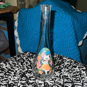 Floral Cat Glass 60s inspired Vase